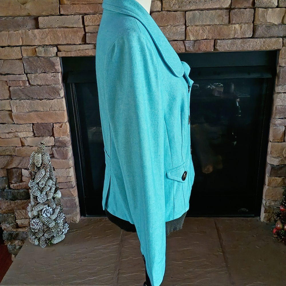 Womens Turquoise Button-Front Jacket - image 5